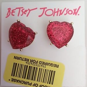 BetseyJohnson New HotPink Iridescent Heart Earring